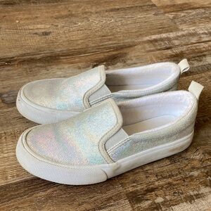 Cat & Jack silver metallic slip on shoes size girls 13